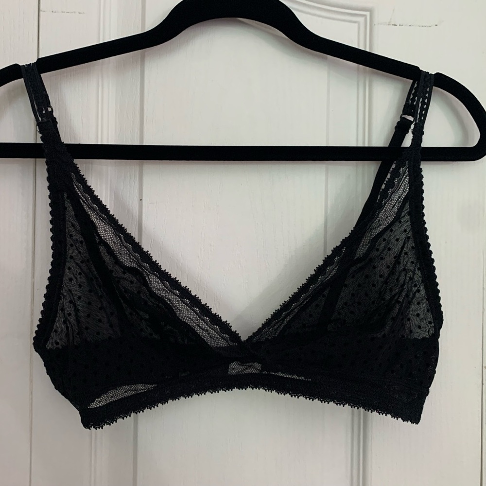 Monoprix Lace Bra with Velvet Polka Dot Detail